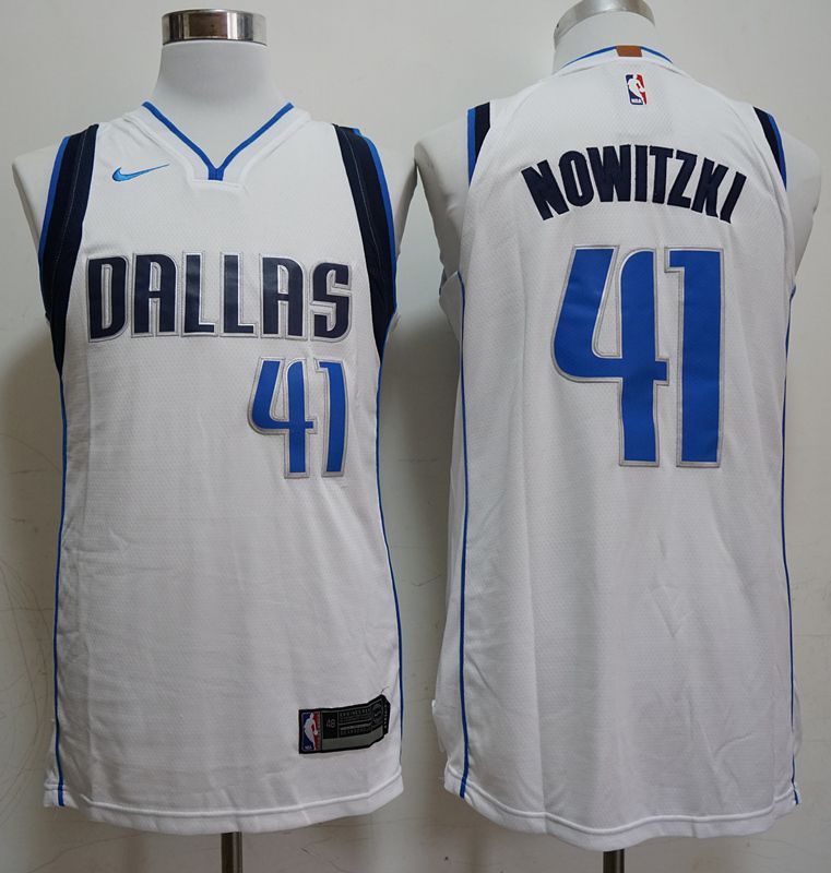 Men Dallas Mavericks #41 Nowitzki White Game Nike NBA Jerseys